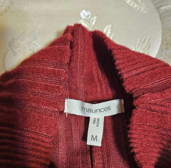 Maurices Red Ribbed Hacci Mini Dress Women's Size Medium Soft Stretch Knit Comfy - Picture 6 of 7